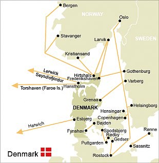 Dänemark Fähren Route Karte